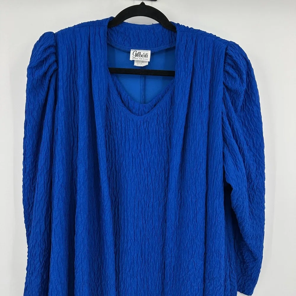 Vintage Gilberti Dress Set Womens Medium Crinkle 2 Piece‎ Jacket Made USA 90s